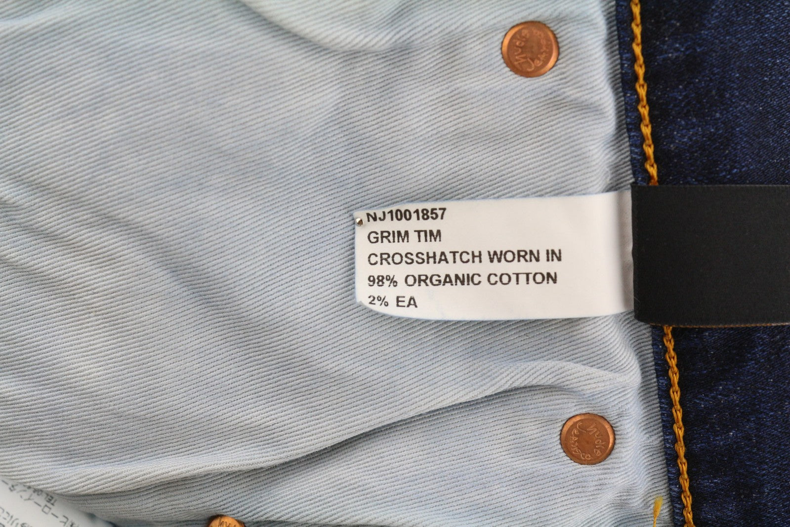 NUDIE Grim Tim Men Jeans W29/L32 Crosshatch Worn In Organic Washed Denim Logo