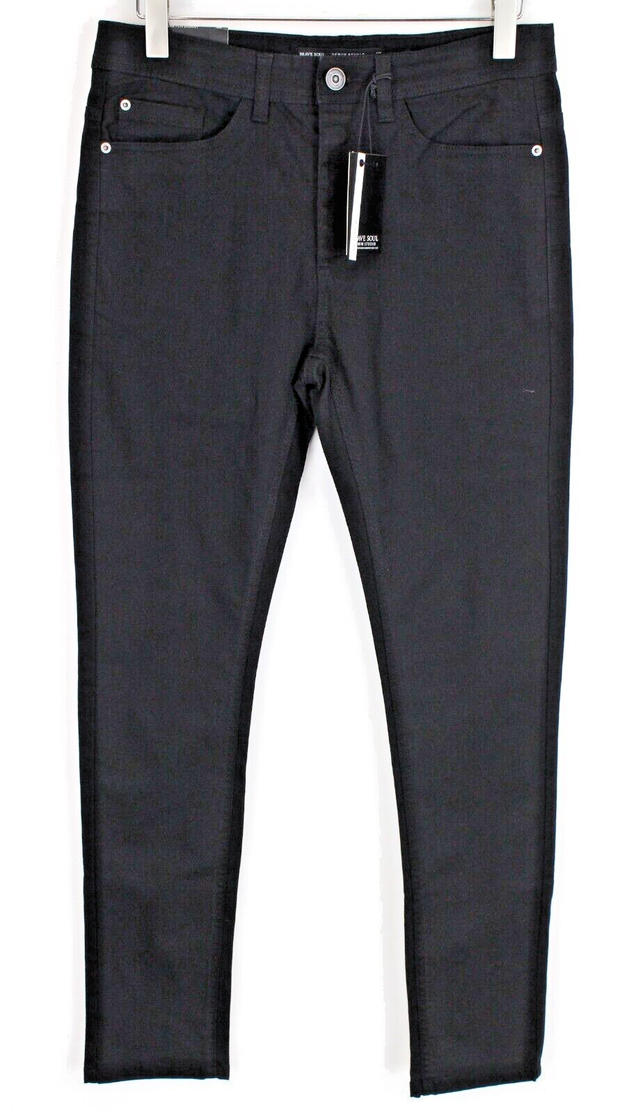 BRAVE SOUL Mens Jeans W30 Skinny Black Button-Fly Stretchy Eastbourne Style