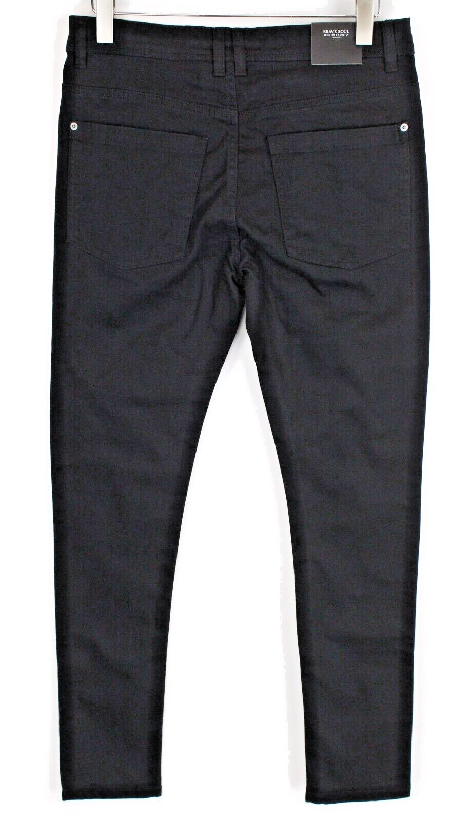 BRAVE SOUL Mens Jeans W30 Skinny Black Button-Fly Stretchy Eastbourne Style