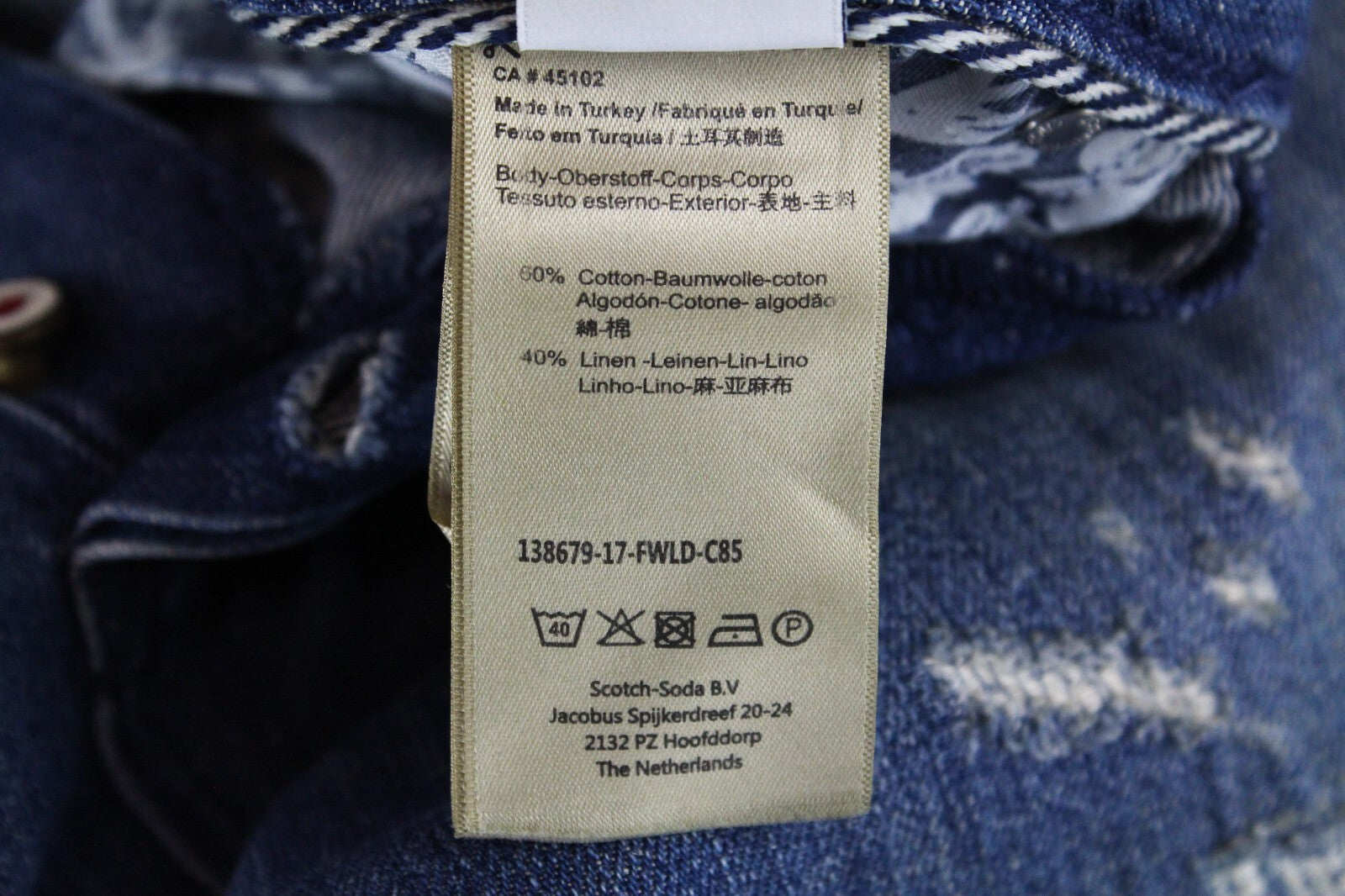 SCOTCH &amp; SODA moteriški džinsai W25/L30 su dėmėmis lininiame audinyje „Boyfriend“ 