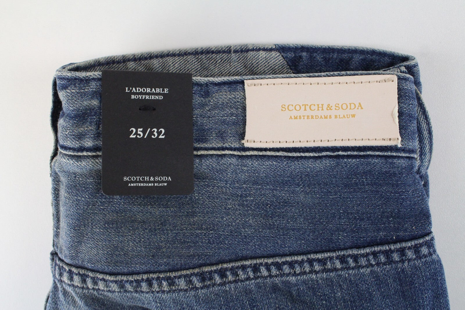 SCOTCH &amp; SODA moteriški džinsai W25/L32 Boyfriend lininiai, su dirbtiniais dėmėmis 