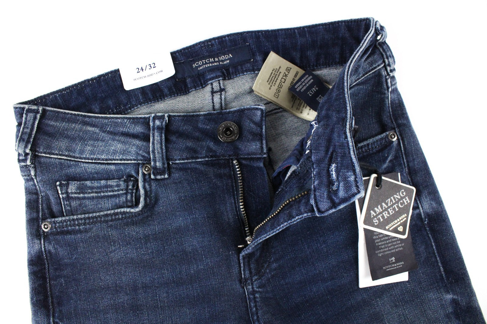 SCOTCH &amp; SODA moteriški džinsai W24/L32 La Bohemienne vidutinio liemens aptempti džinsai su raišteliais 