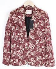 MAISON SCOTCH moteriškas švarkas XL dydžio, gėlėtas, su pamušalu, V formos iškirpte, vienaeilis 