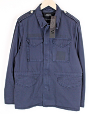 REPLAY vyriška striukė M tamsiai mėlyna laisvalaikio stiliaus, karinis, su užtrauktuku, pamušalu, blukinto stiliaus 