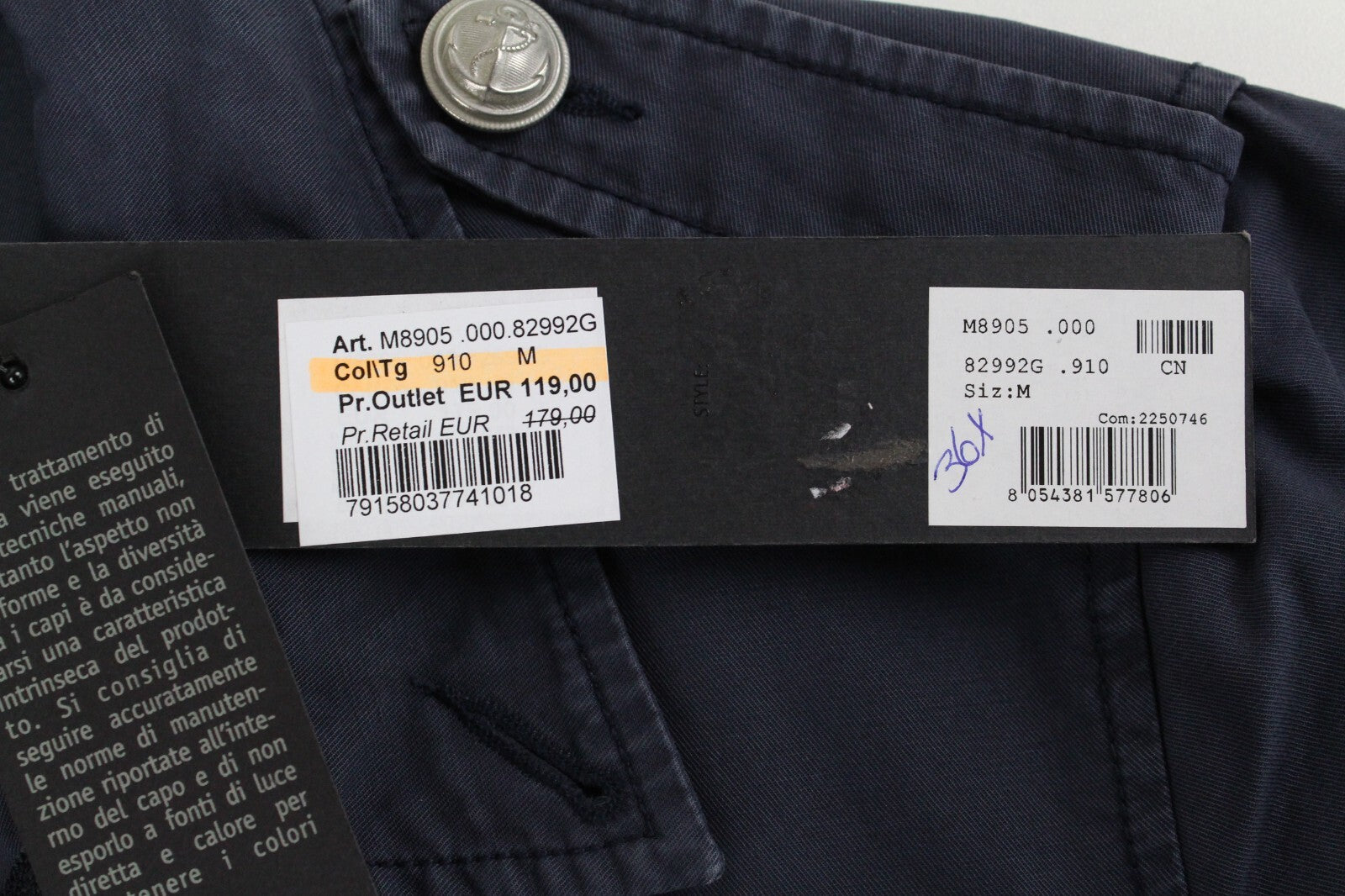 REPLAY vyriška striukė M tamsiai mėlyna laisvalaikio stiliaus, karinis, su užtrauktuku, pamušalu, blukinto stiliaus 