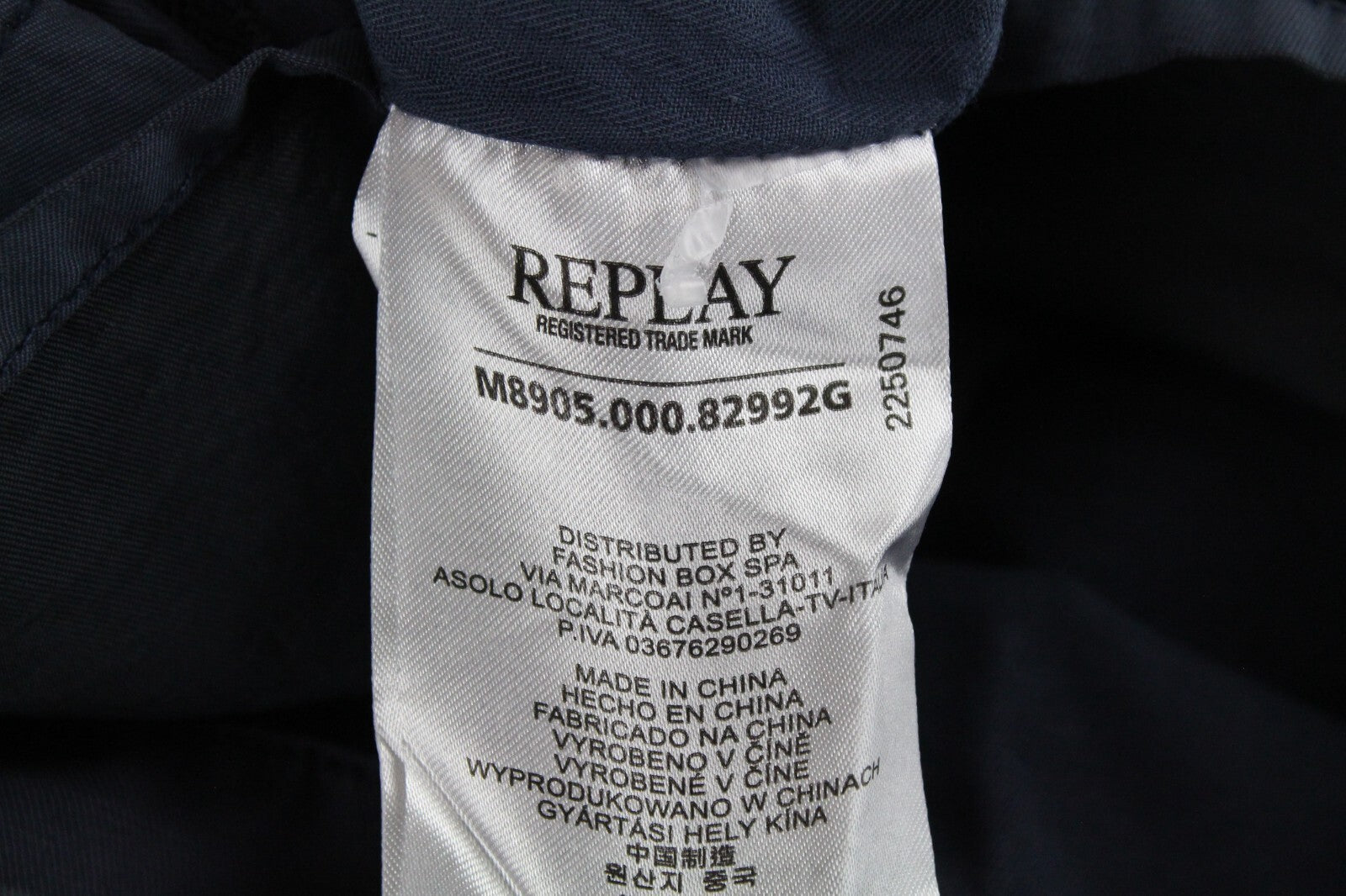 REPLAY vyriška striukė M tamsiai mėlyna laisvalaikio stiliaus, karinis, su užtrauktuku, pamušalu, blukinto stiliaus 