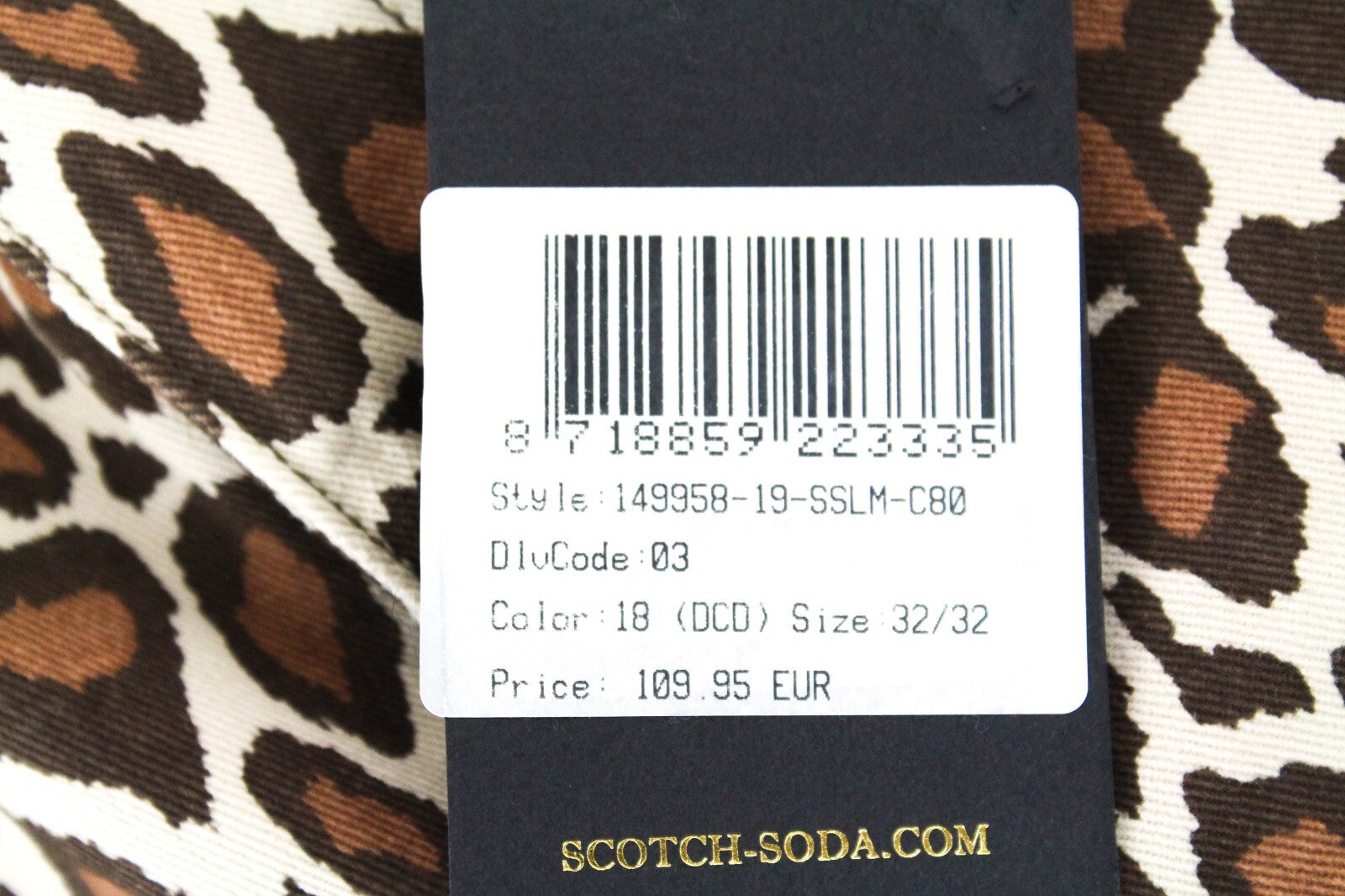 MAISON SCOTCH moteriški džinsai W32/L32 gepardo rašto ploni banditiški siaurėjantys medvilniniai džinsai 