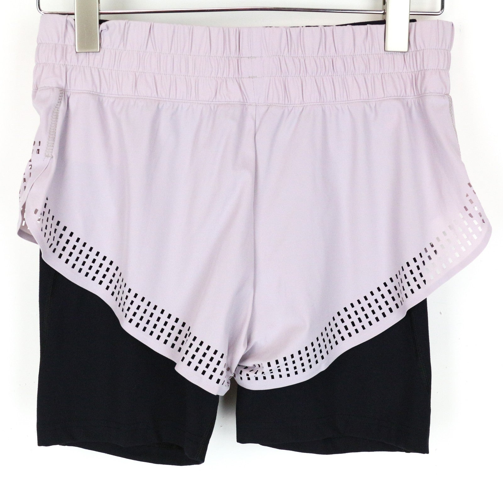 SWEATY BETTY S Aerial 2in1 violetiniai sportiniai šortai moterims, tamprūs, daugiasluoksniai 