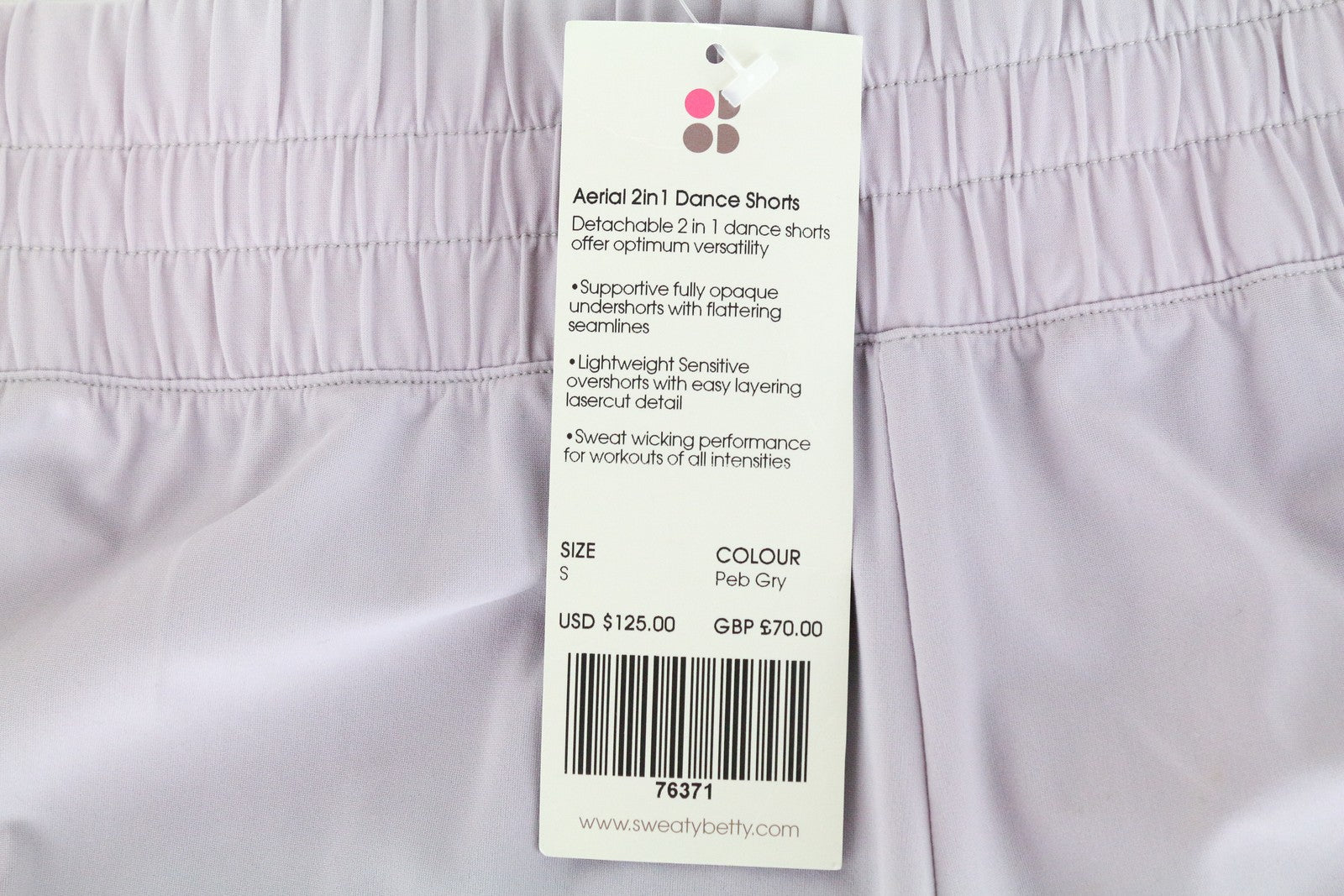 SWEATY BETTY moteriški sluoksniuoti šortai S juodi violetiniai Aerial 2in1 sportiniai šortai 