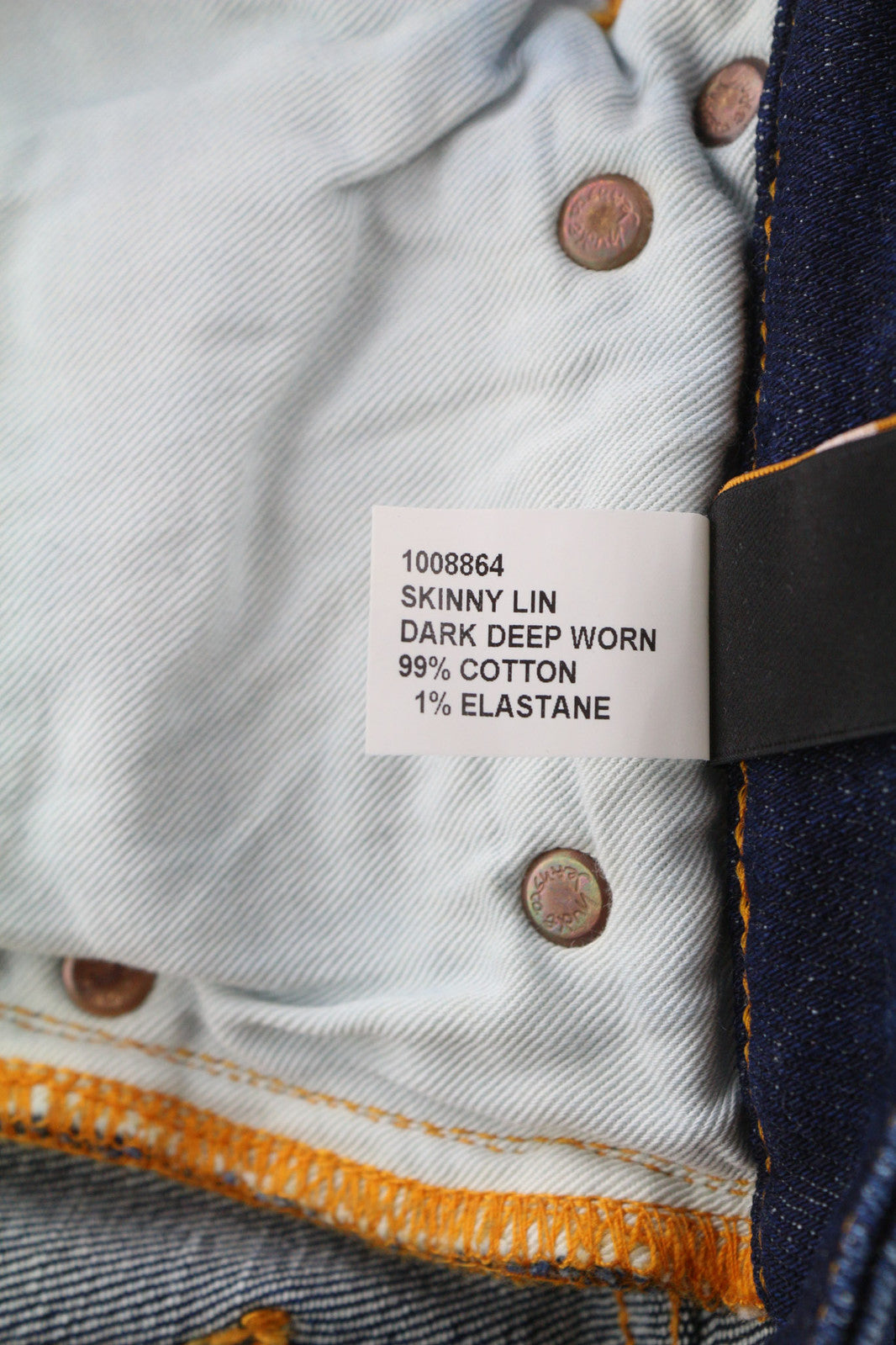 NUDIE Skinny Lin Women Jeans W26/L32 Dark Deep Worn Zip Fly Logo Washed Denim