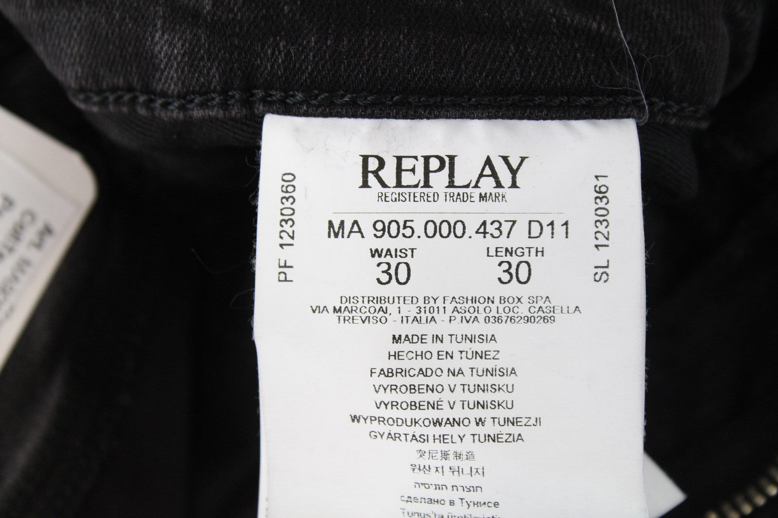 REPLAY Zaldok vyriški pilki aptempti džinsai W30/L30 medvilniniai tamprūs plėšyti džinsai 