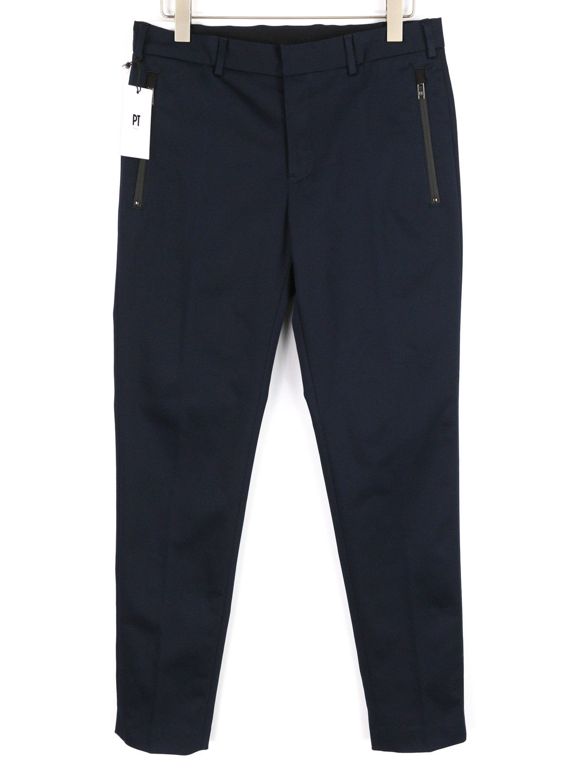 PT TORINO Lamda vyriškos kelnės 50 W33 mėlynos su užtrauktukais, siaurėjančiomis kišenėmis, laisvalaikio stiliaus 