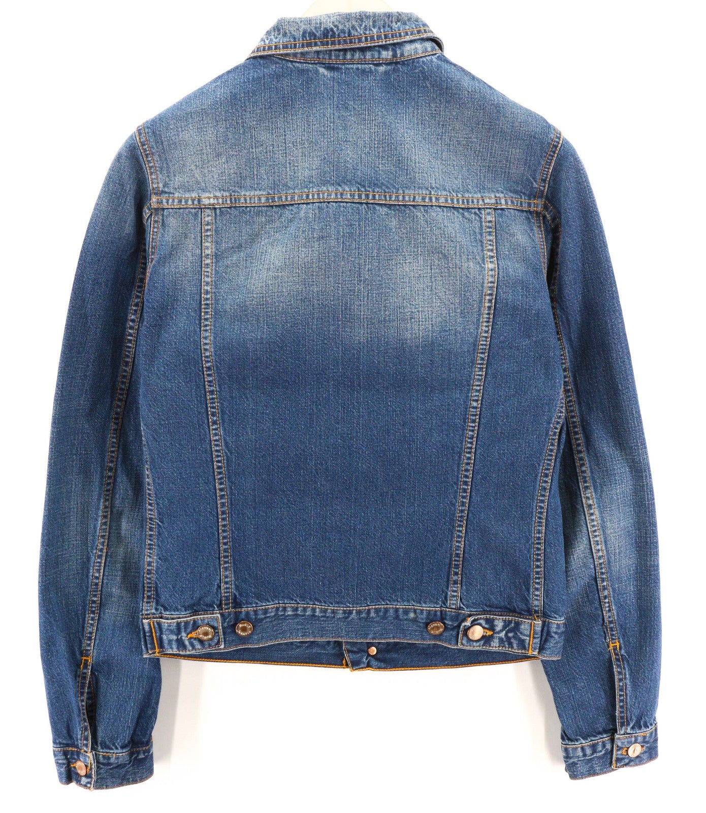 NUDIE JEANS Terry Recycle Worn In Mens Jacket S Blue Faded Cotton Denim Unlined