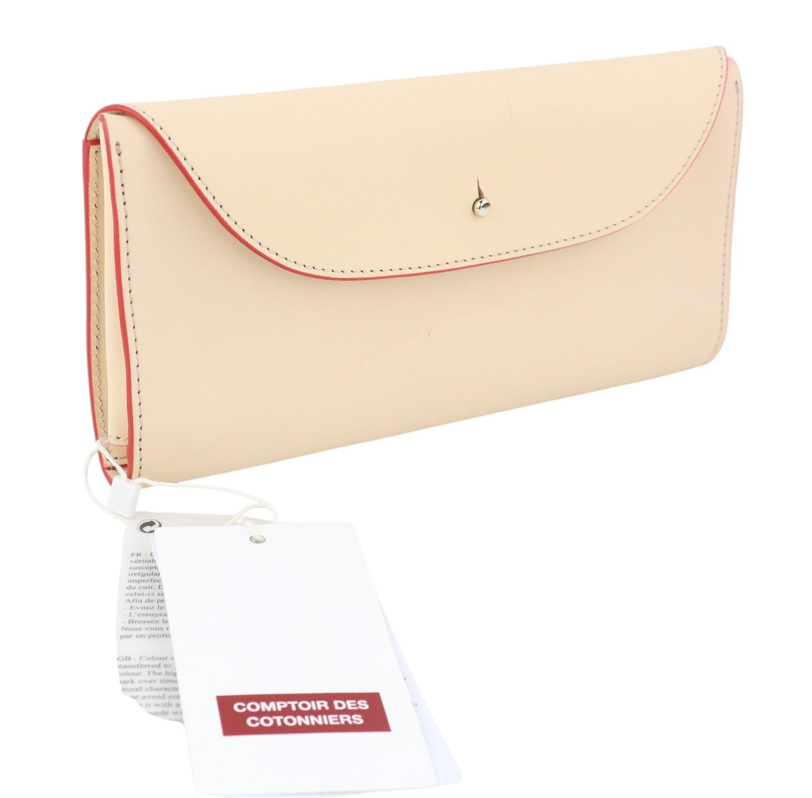 COMPTOIR DES COTONNIERS Stripes Fiery Moteriška piniginė OS Smėlio spalvos oda RRP 125 € 