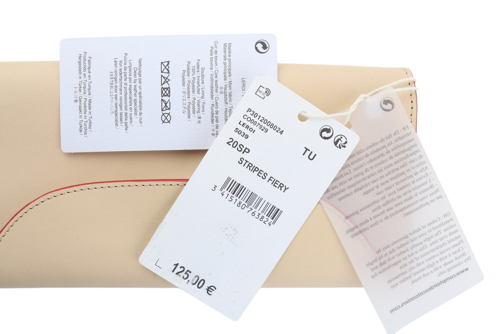 COMPTOIR DES COTONNIERS Stripes Fiery Moteriška piniginė OS Smėlio spalvos oda RRP 125 € 