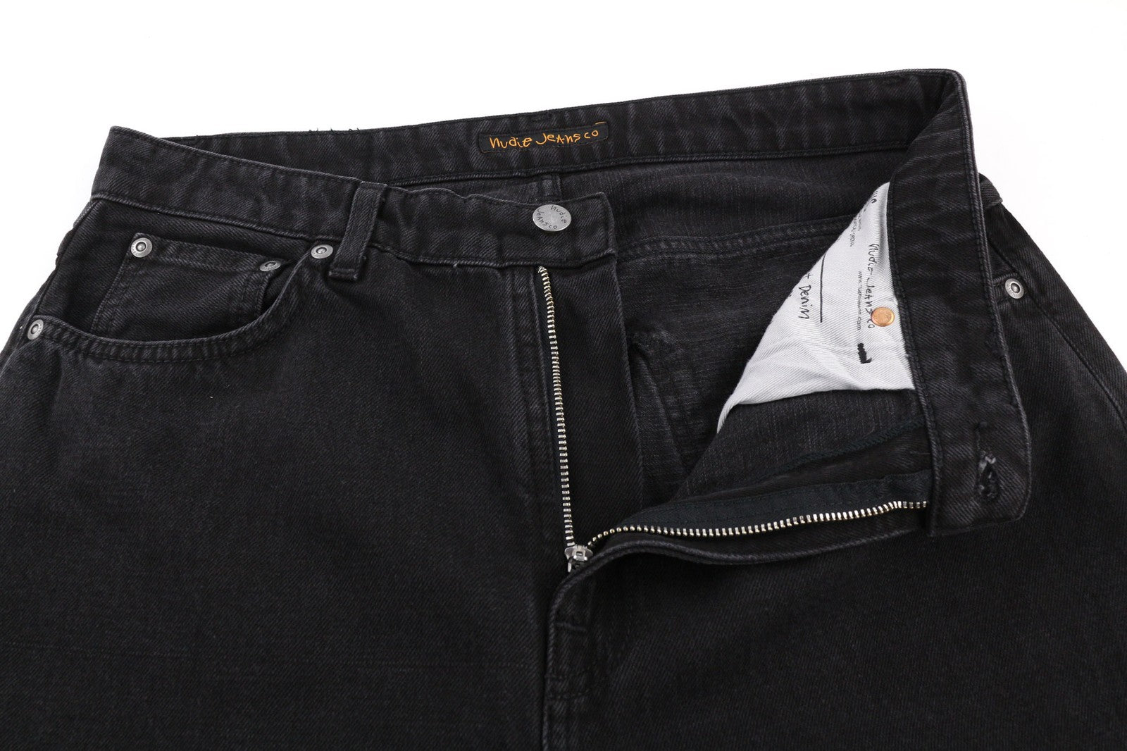 NUDIE JEANS Breezy Britt Womens Jeans W32/L30 Black Worn Zipper  Cotton Denim