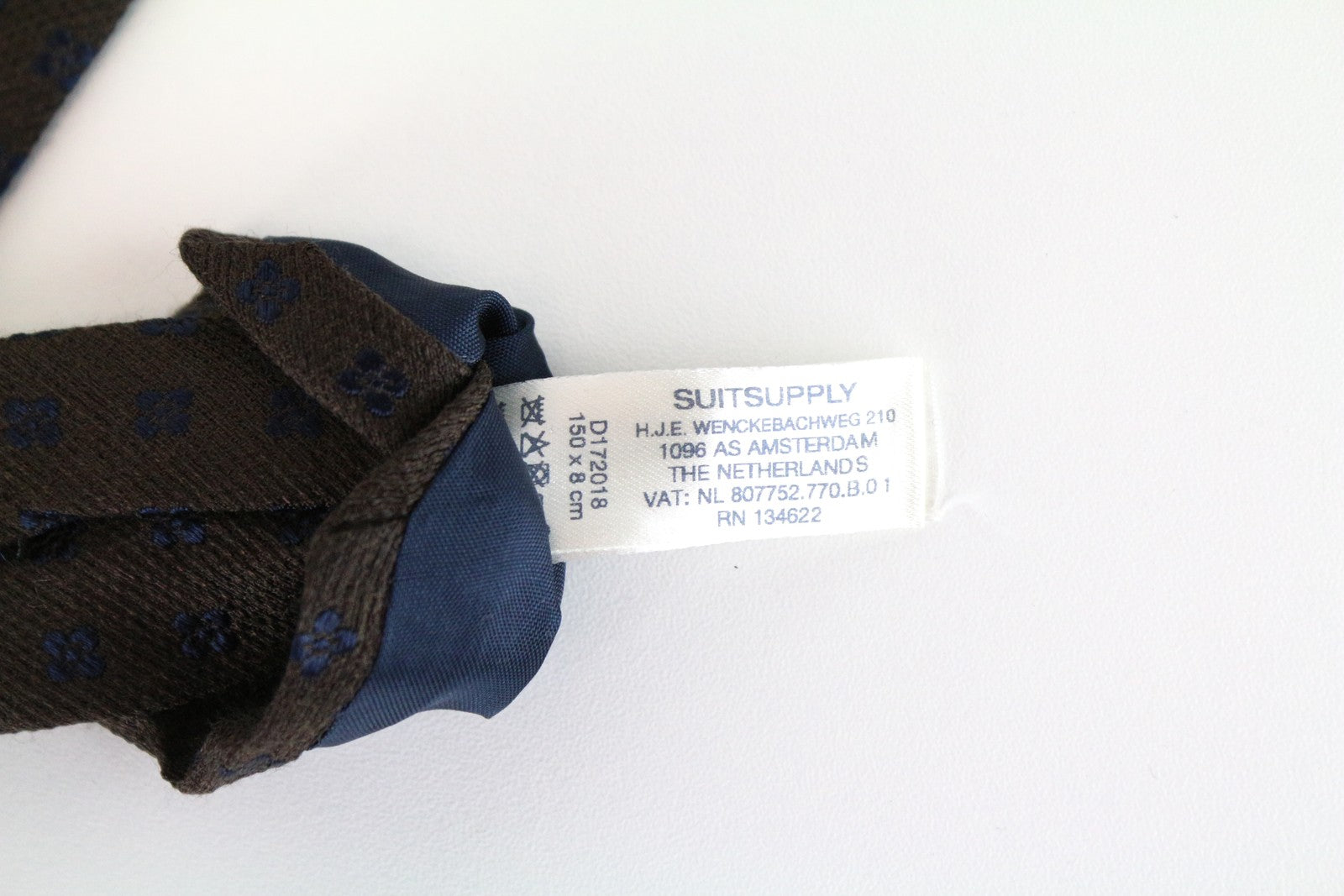 SUITSUPPLY Rudas kaklaraištis, šilko ir vilnos mišinio, raštuotas, 150 x 8 cm, smailiu galu 