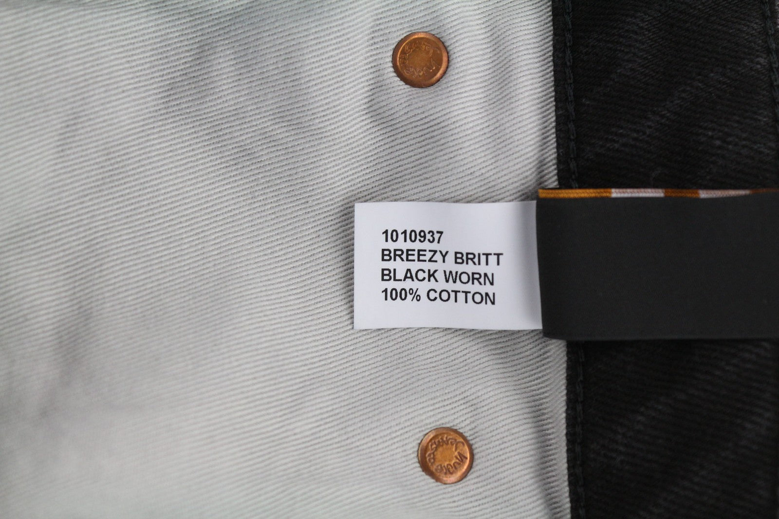 NUDIE JEANS Breezy Britt Womens Jeans W32/L30 Black Worn Zipper Cotton Dark