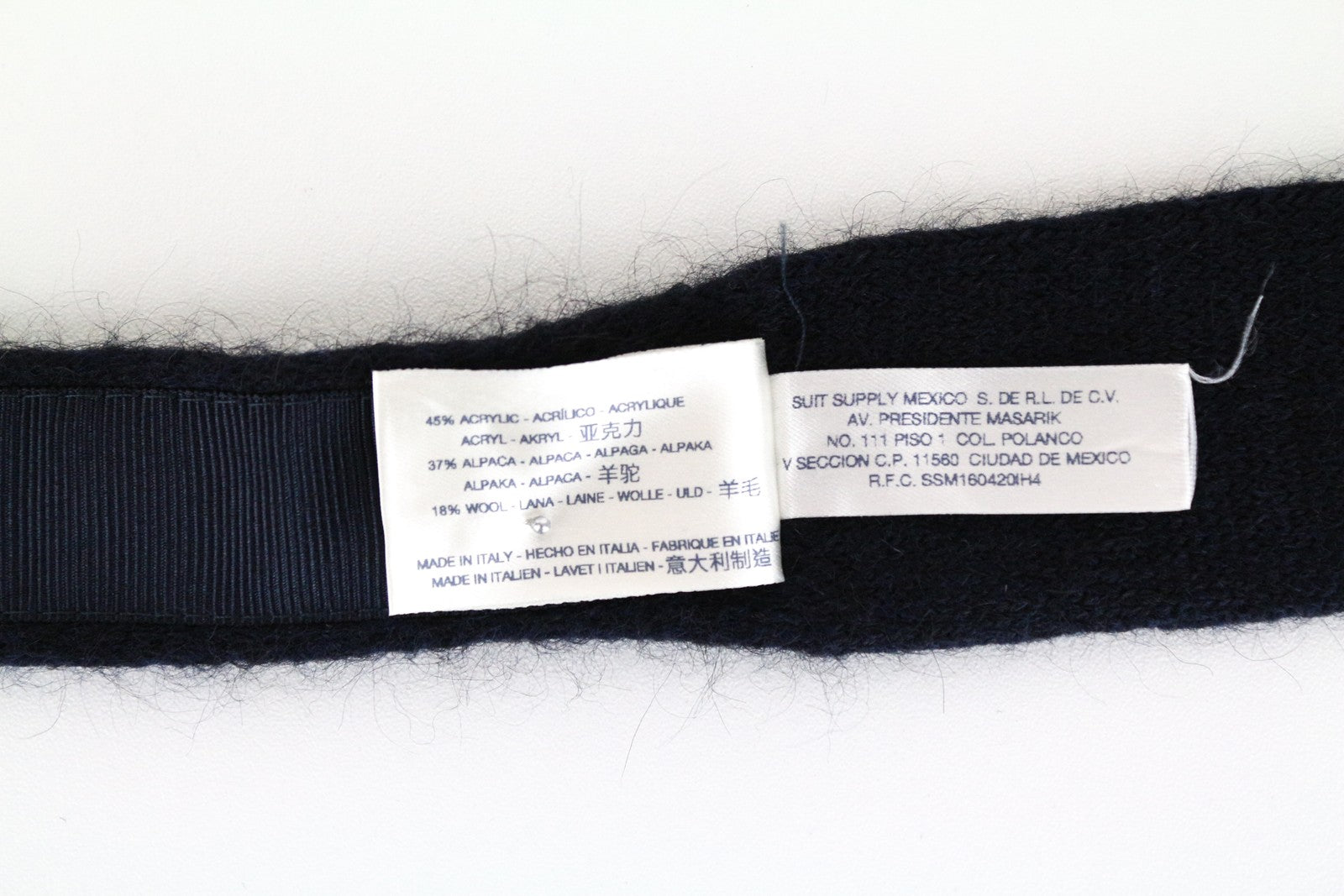 SUITSUPPLY Tamsiai mėlynas kvadratinis kaklaraištis iš alpakų vilnos mišinio, 146 x 5,9 cm, vyriškas oficialios suknelės skyrius 