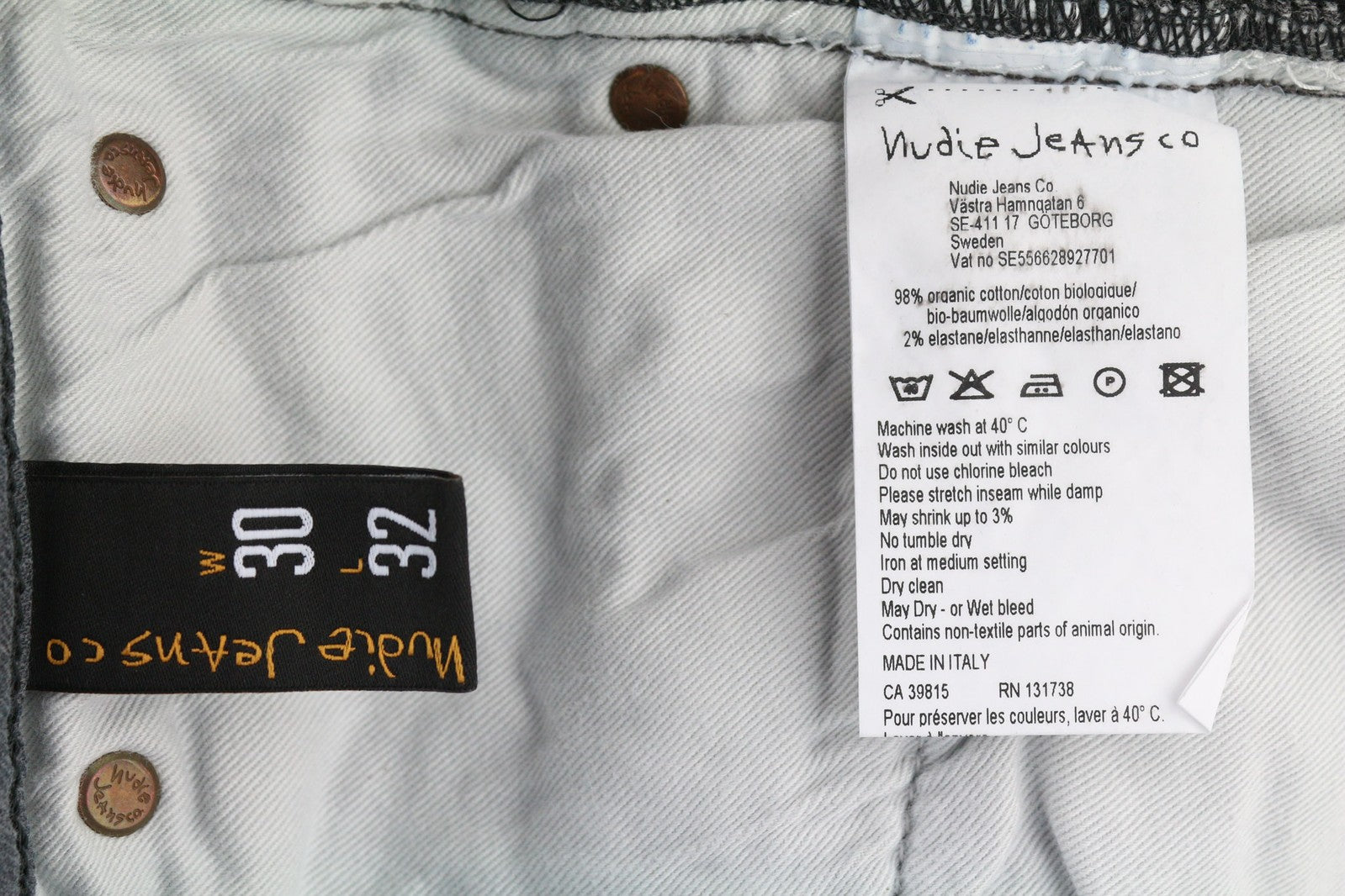 NUDIE JEANS Thin Finn Men Jeans W30/L32 Slim Grey Cotton Elastane Faded Washed