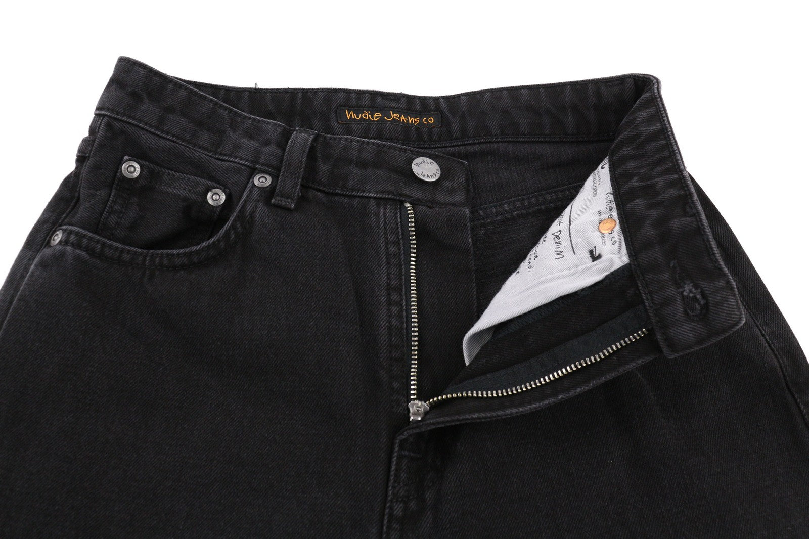 NUDIE JEANS Breezy Britt Womens Jeans W26/L26 Black Worn Zipper  Cotton Denim