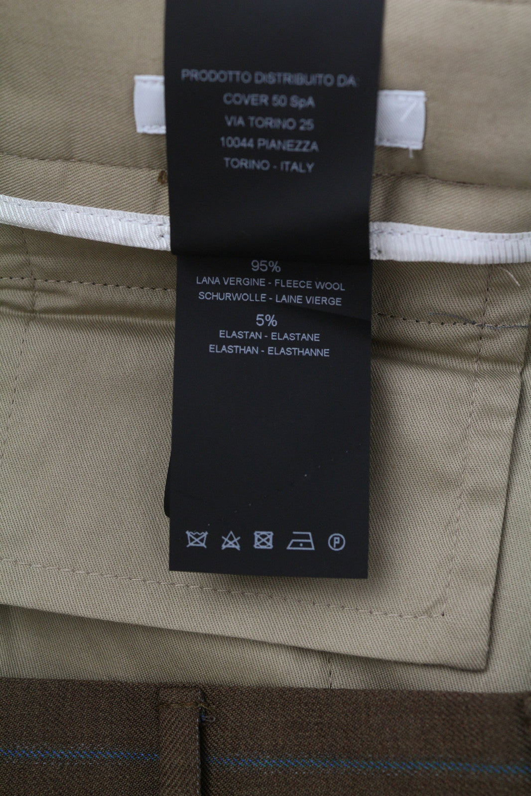 PT TORINO Rebel Fit vyriškos kelnės 52 W37 rudos fliso ir vilnos mišinio klostės su dryžiais 