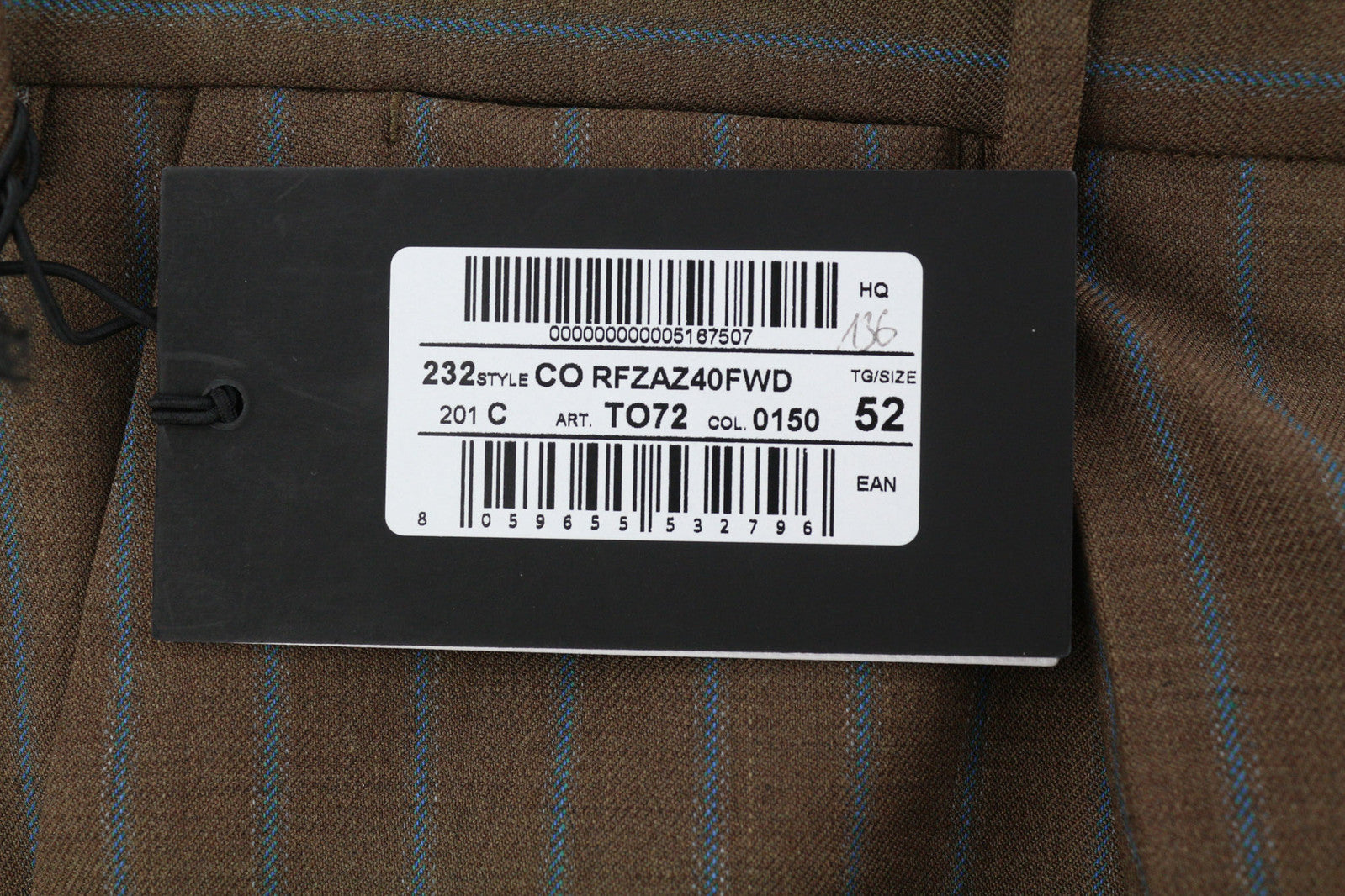 PT TORINO Rebel Fit vyriškos kelnės 52 W37 rudos fliso ir vilnos mišinio klostės su dryžiais 