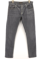 NUDIE JEANS Tight Long John Men Jeans W32/L34 Organic Charcoal Slim Logo Zipper