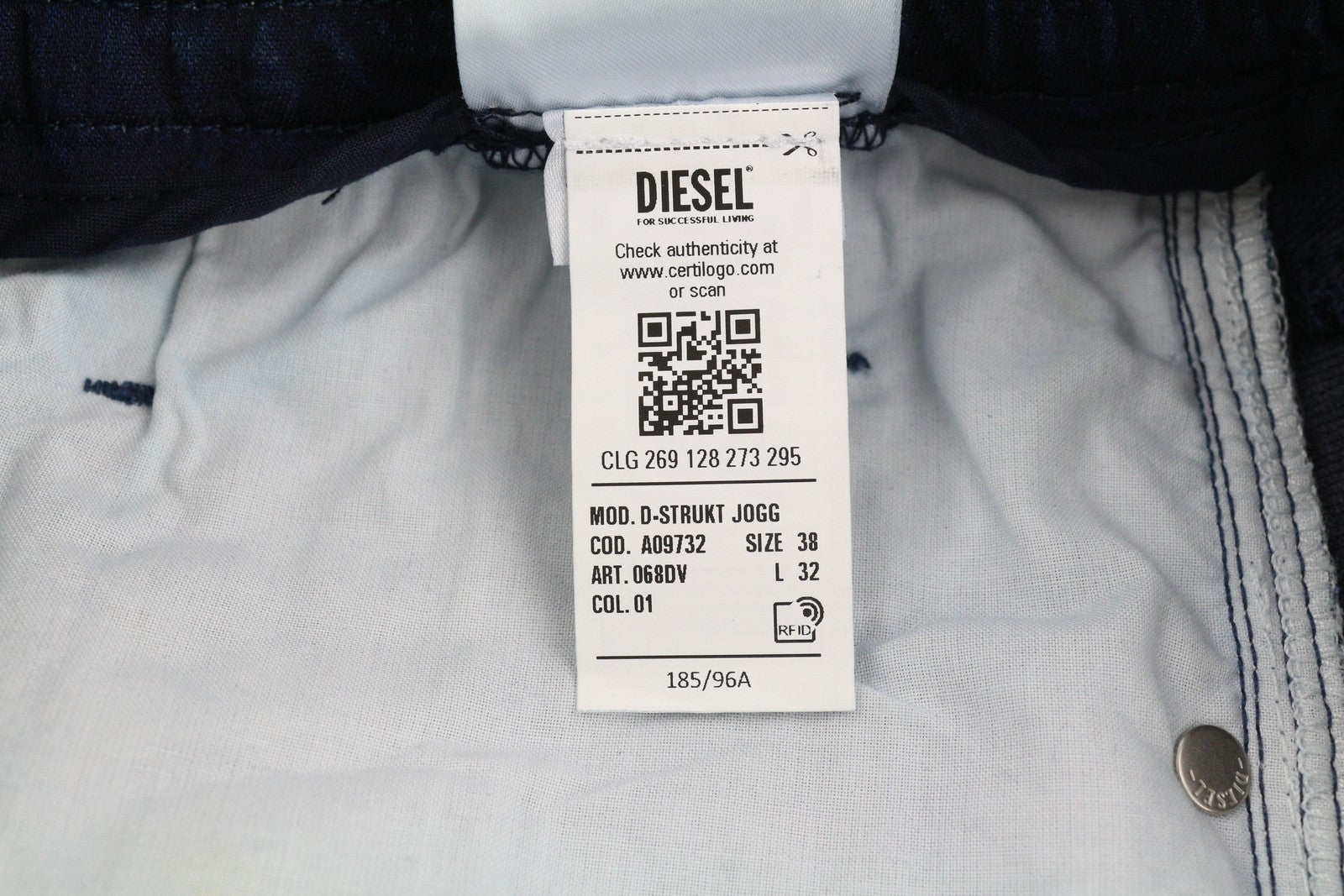 DIESEL D-Strukt Jogg 068DV vyriški džinsai W38/L32, tamprus juosmuo, mėlyni, rekomenduojama kaina 295 € 