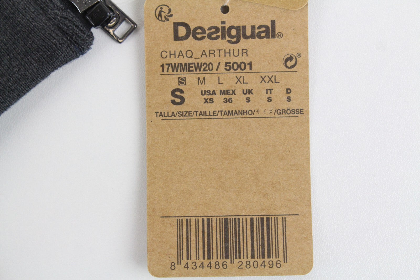 DESIGUAL Arthur vyriška pilka tamsiai mėlyna striukė su gobtuvu S su medvilnės mišinio šiltais viršutiniais drabužiais 