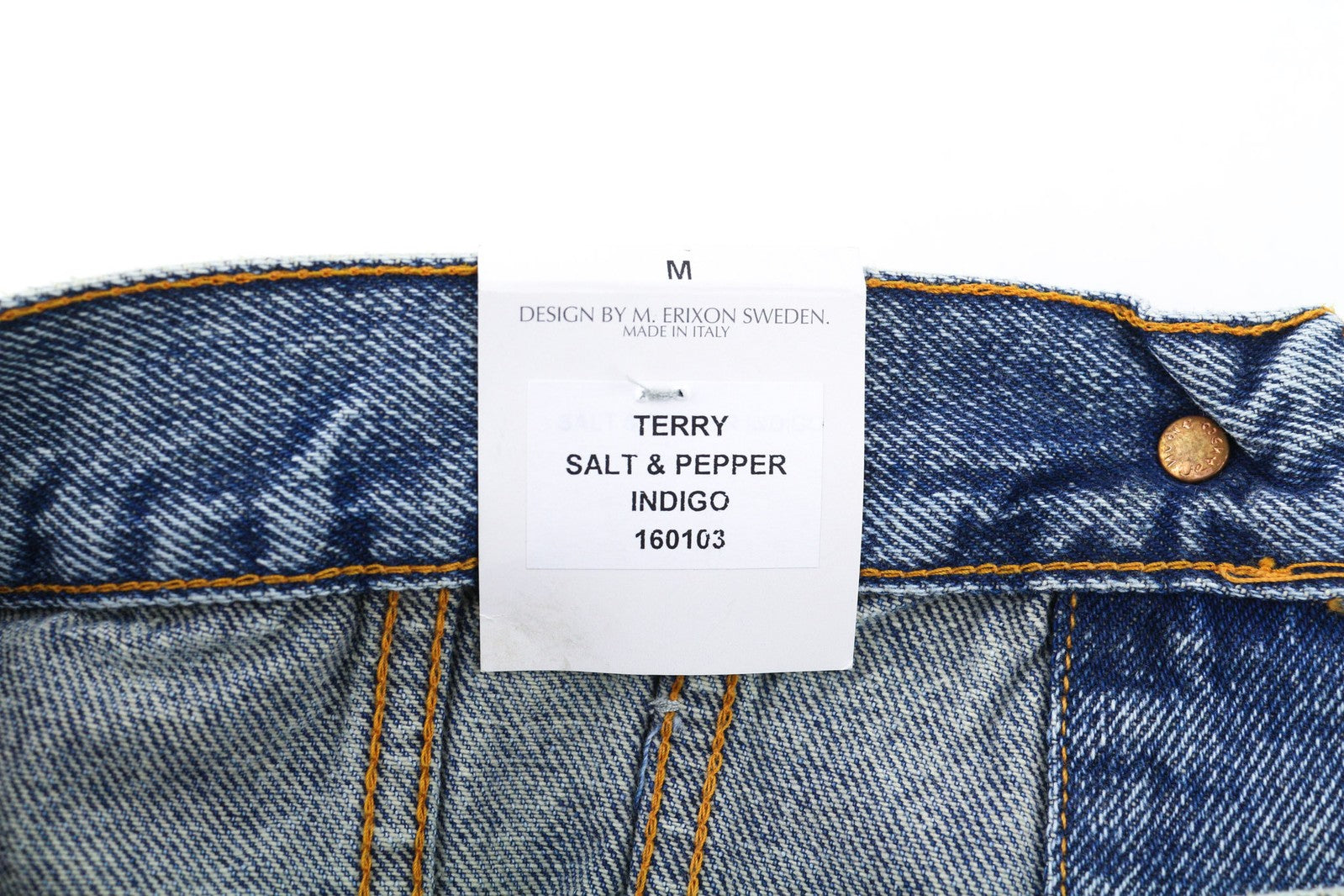 NUDIE JEANS Terry vyriška striukė M džinsinis Sakt &amp; Pepper Indigo su sagomis išskleistas logotipas 