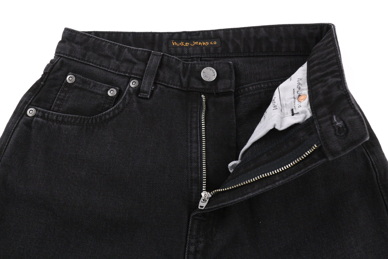 NUDIE JEANS Breezy Britt Womens Jeans W25/L26 Black Worn Zipper  Cotton Denim