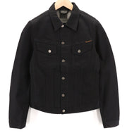 NUDIE JEANS Billy Men Jacket S Denim Dry Black Dense Organic Cotton Buttoned