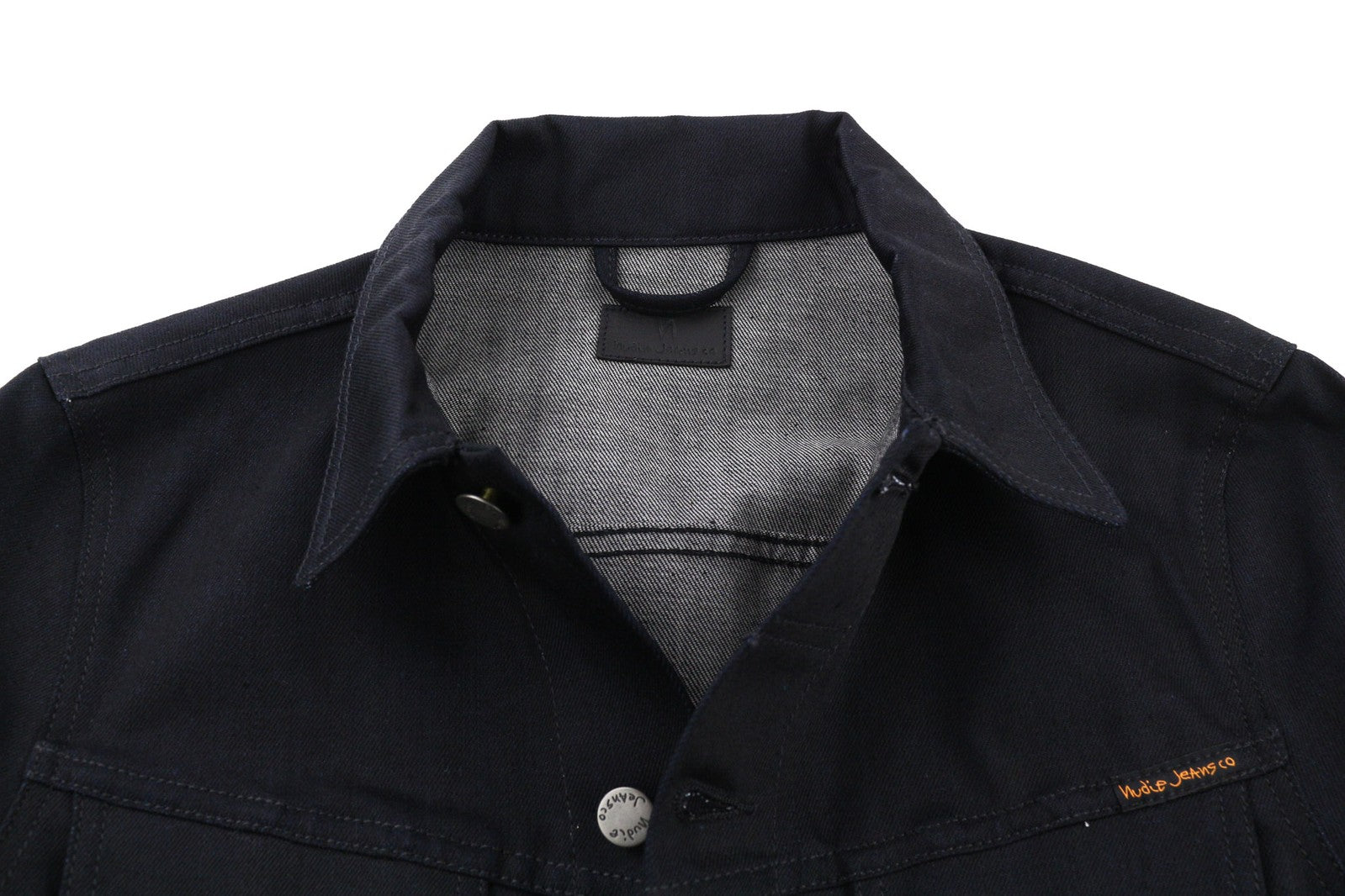 NUDIE JEANS Billy Men Jacket S Denim Dry Black Dense Organic Cotton Buttoned