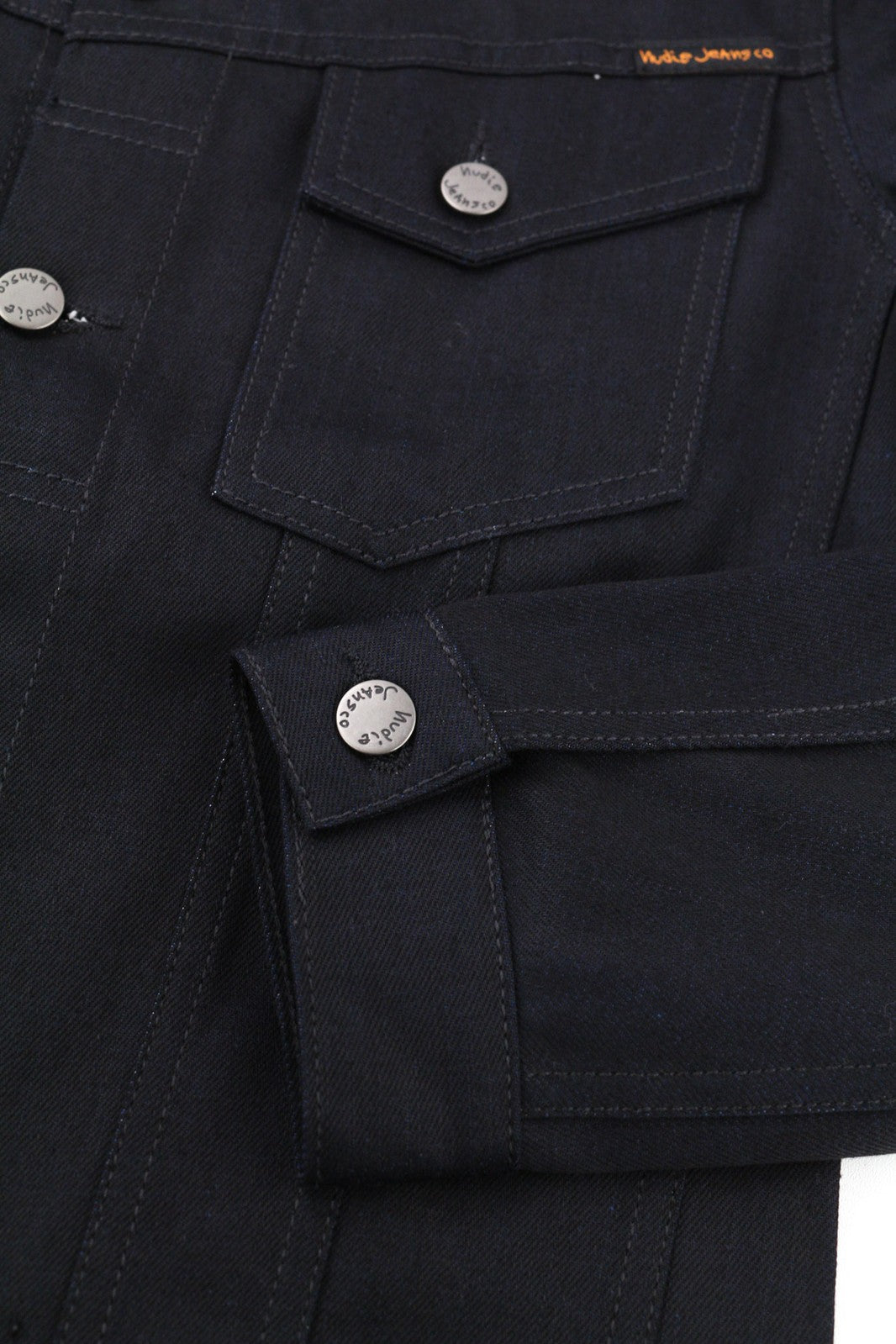 NUDIE JEANS Billy Men Jacket S Denim Dry Black Dense Organic Cotton Buttoned