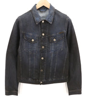 NUDIE JEANS Perry vyriška striukė S, džinsinio audinio, juodos spalvos su mėlynais mygtukais ir skalbtais logotipais 