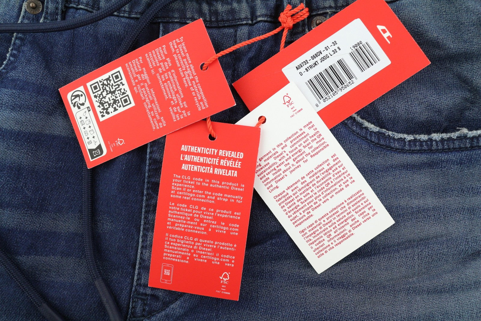 DIESEL D-Strukt Jogg 068DV vyriški džinsai W32/L32 su tampriu juosmeniu, mėlyni, rekomenduojama kaina 295 € 