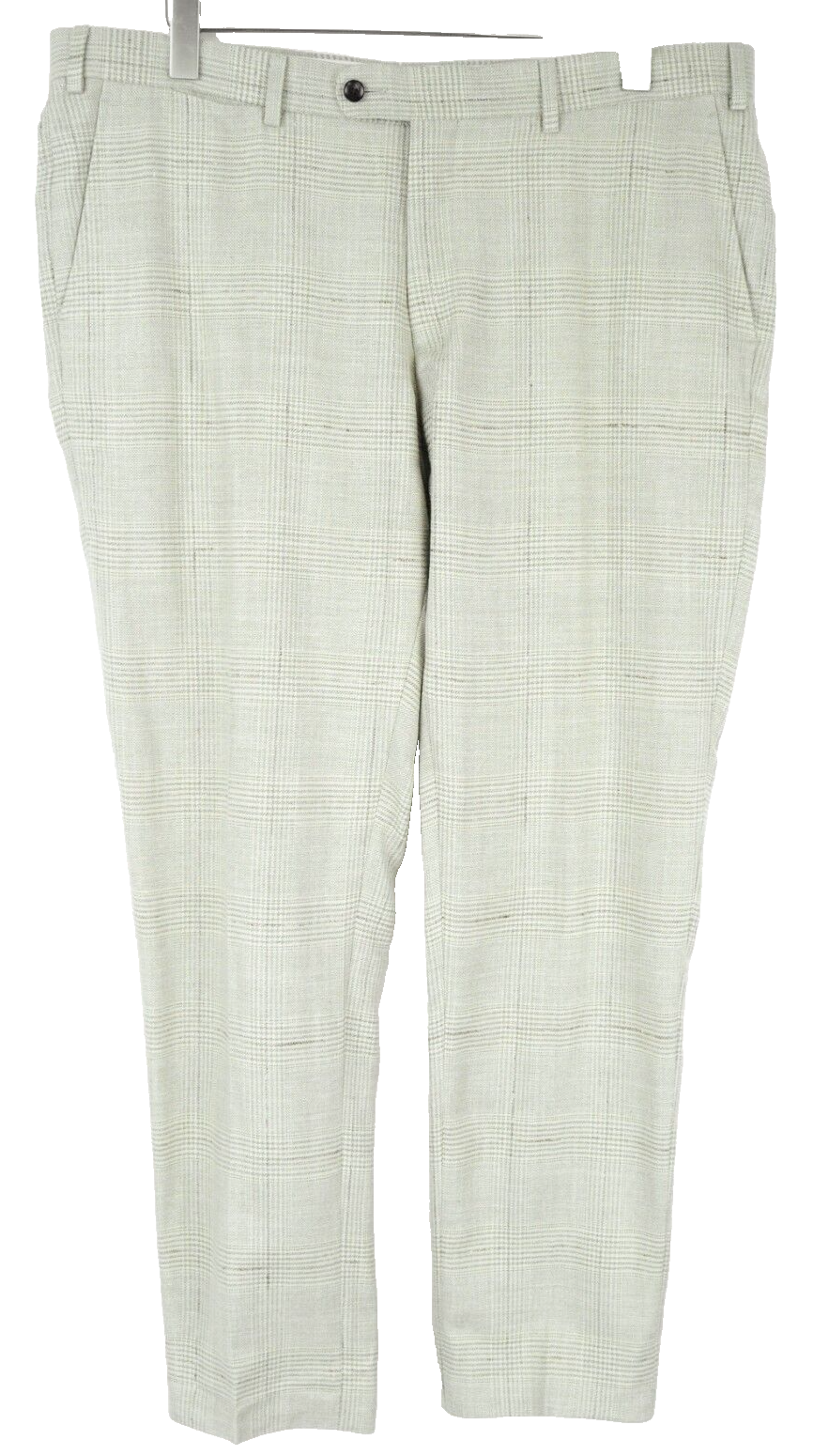 SUITSUPPLY Soho Men's Brown Trousers UK44R Wool Silk Linen Checked Elegant Fit