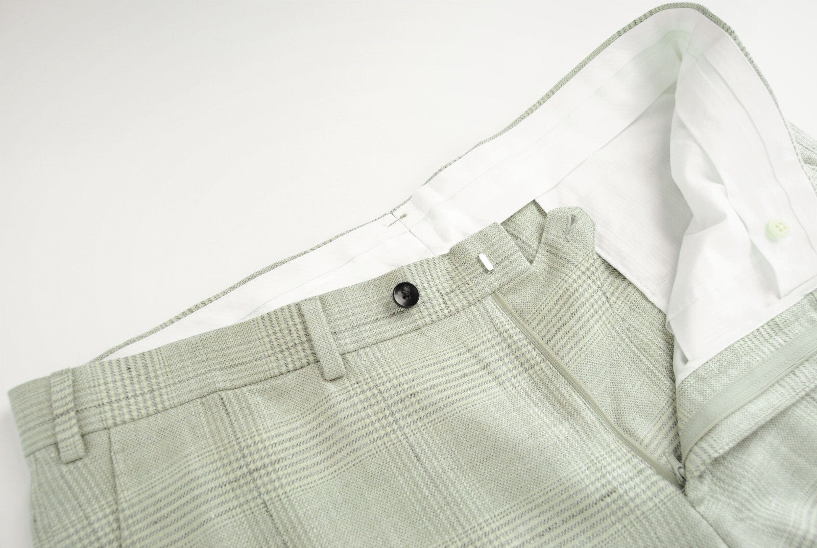 SUITSUPPLY Soho Men's Brown Trousers UK44R Wool Silk Linen Checked Elegant Fit