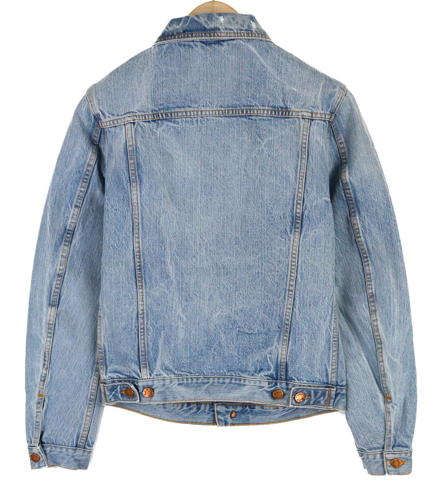 NUDIE Billy vyriška striukė S Strumming Indigo ekologiškos medvilnės sagomis užsegama džinso mėlyna