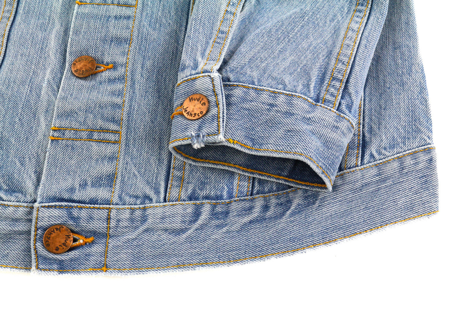 NUDIE Billy vyriška striukė S Strumming Indigo ekologiškos medvilnės sagomis užsegama džinso mėlyna