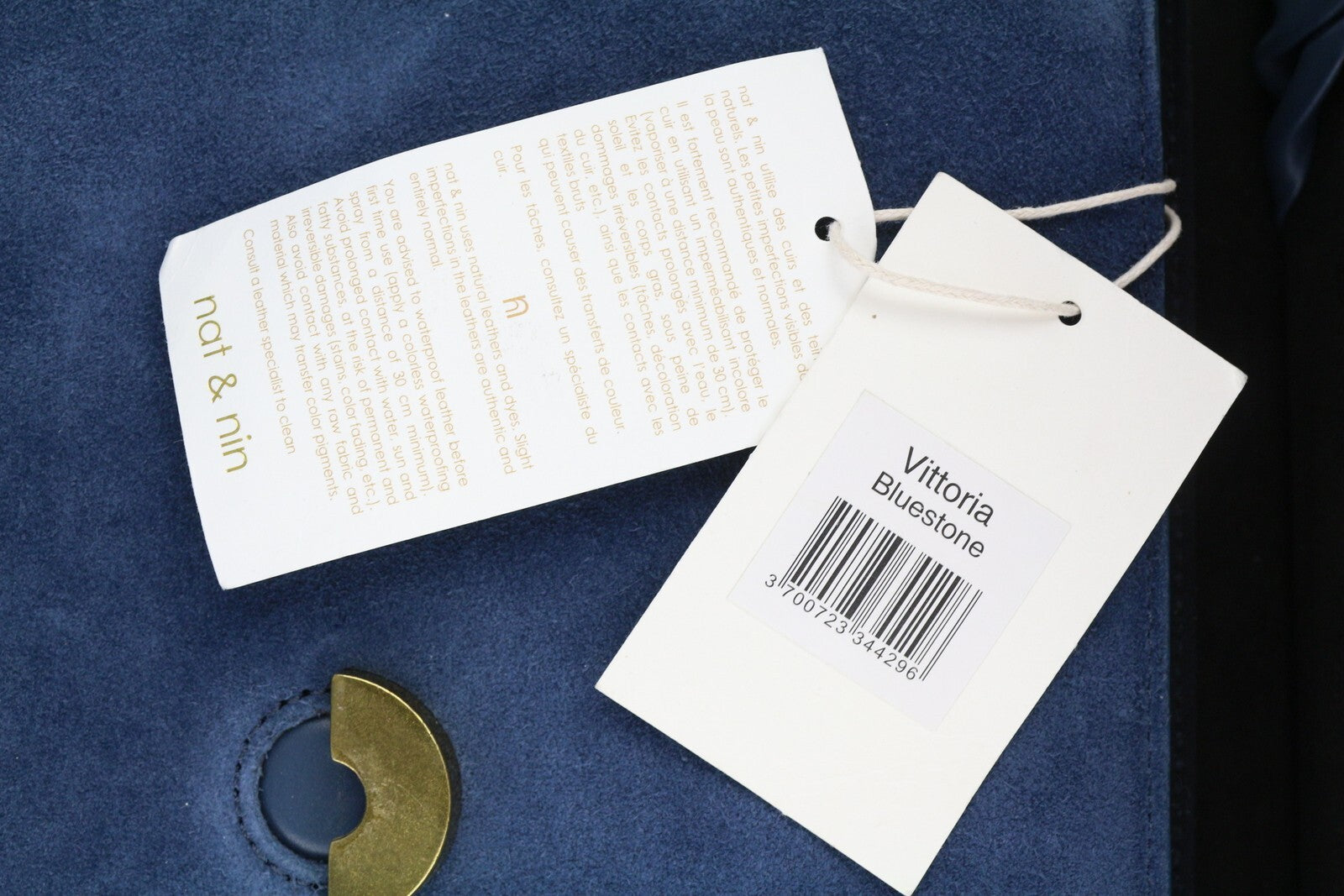 NAT &amp; NIN Vittoria moteriškas krepšys su nuimamu dirželiu per petį ir logotipu, mėlynos spalvos 