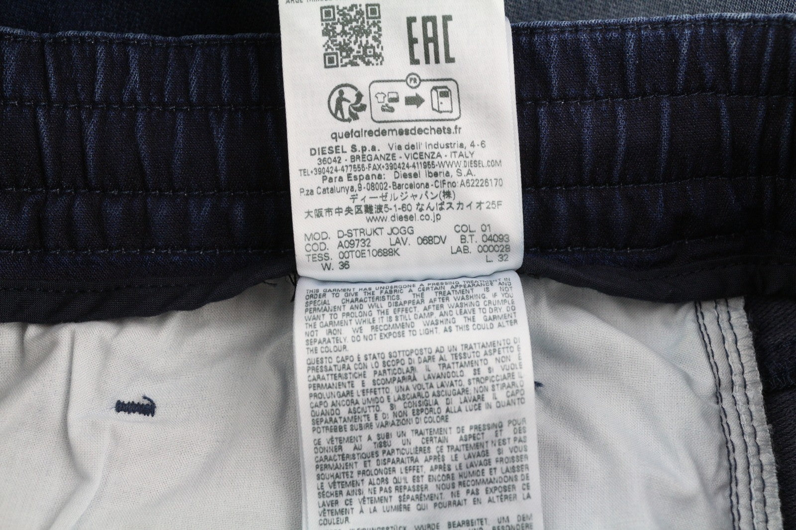 DIESEL D-Strukt Jogg 068DV vyriški džinsai W36/L32, tamprus juosmuo, mėlyni, rekomenduojama kaina 295 € 