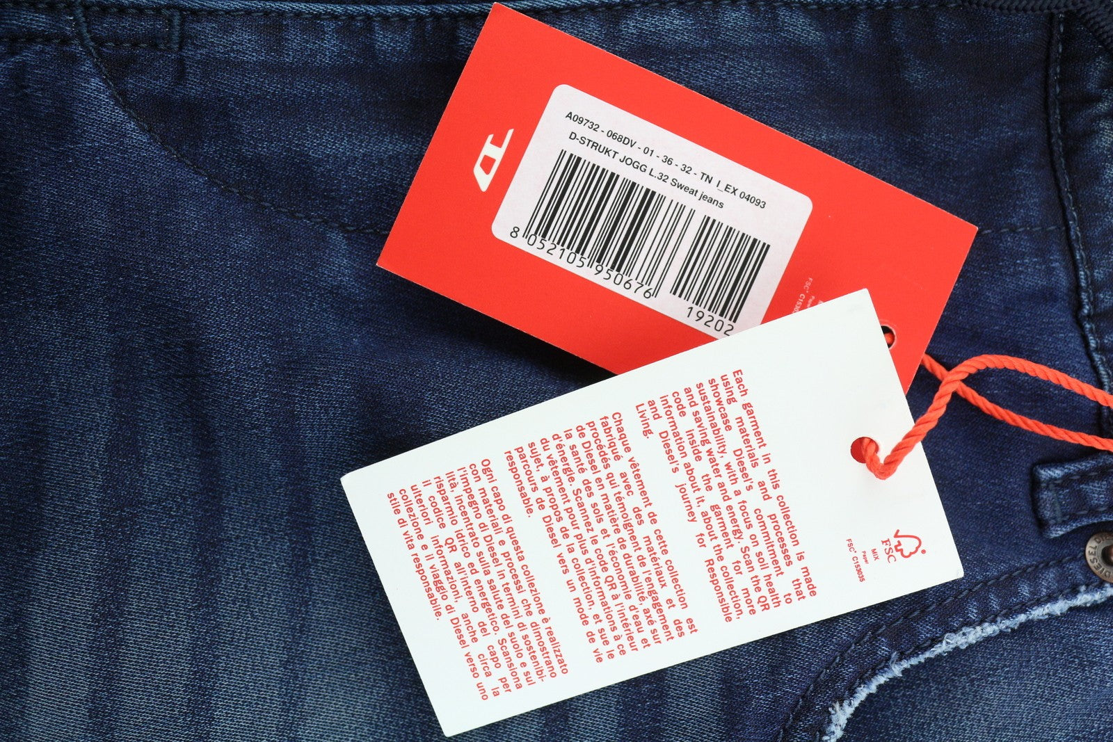 DIESEL D-Strukt Jogg 068DV vyriški džinsai W36/L32, tamprus juosmuo, mėlyni, rekomenduojama kaina 295 € 