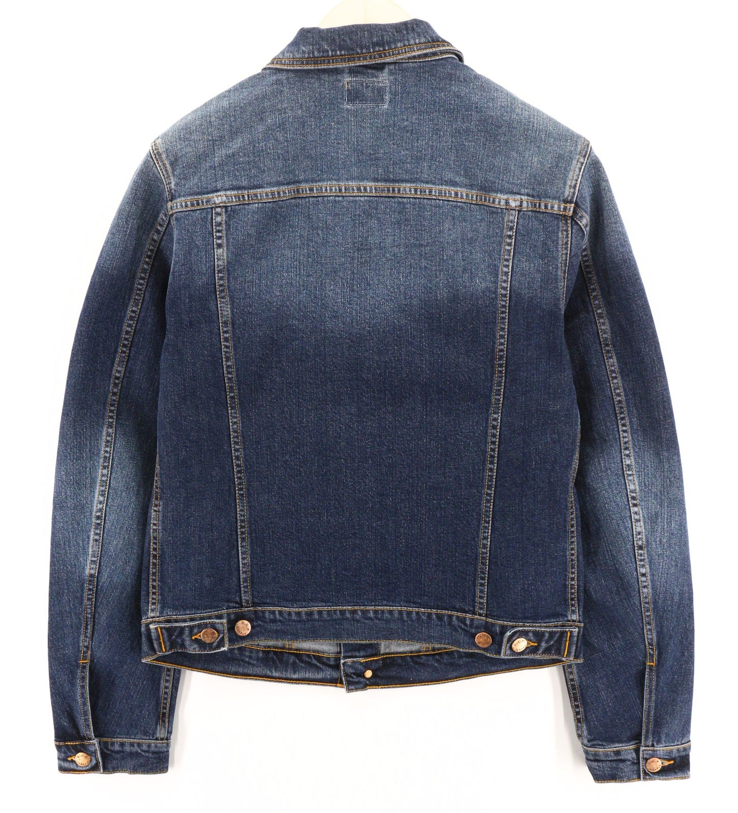 NUDIE JEANS Perry Org. Puikios mėlynos vyriškos striukės, M, džinsinio audinio, tamprios mėlynos spalvos 