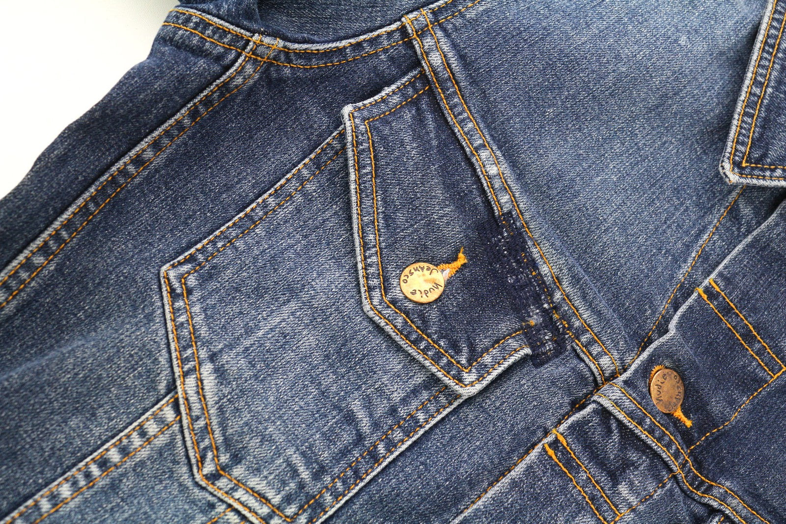 NUDIE JEANS Perry Org. Excellent Blue Mens Jacket S Denim Cotton Stretchy Blue