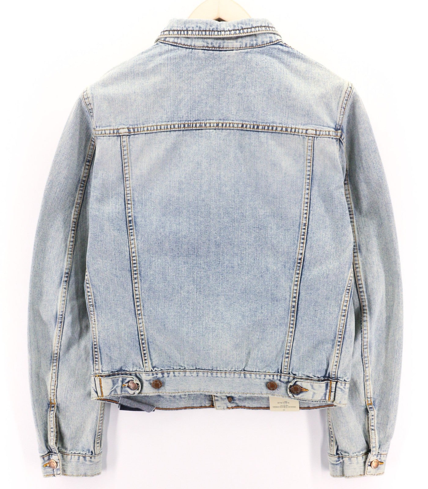 NUDIE JEANS Terry vyriška striukė M, džinsinio audinio, balinto audinio, plataus kaklo, su sagomis, medvilninė 