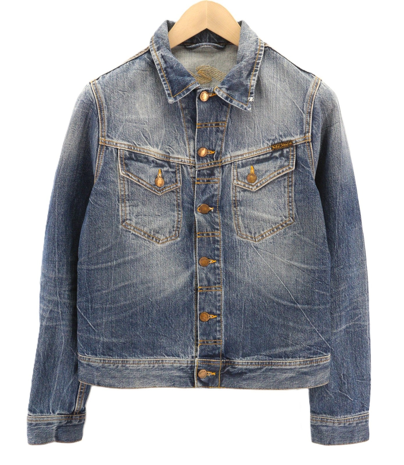 NUDIE JEANS Conny Org. Light Vintage Mens Jacket S  Cotton Denim Wash Blue