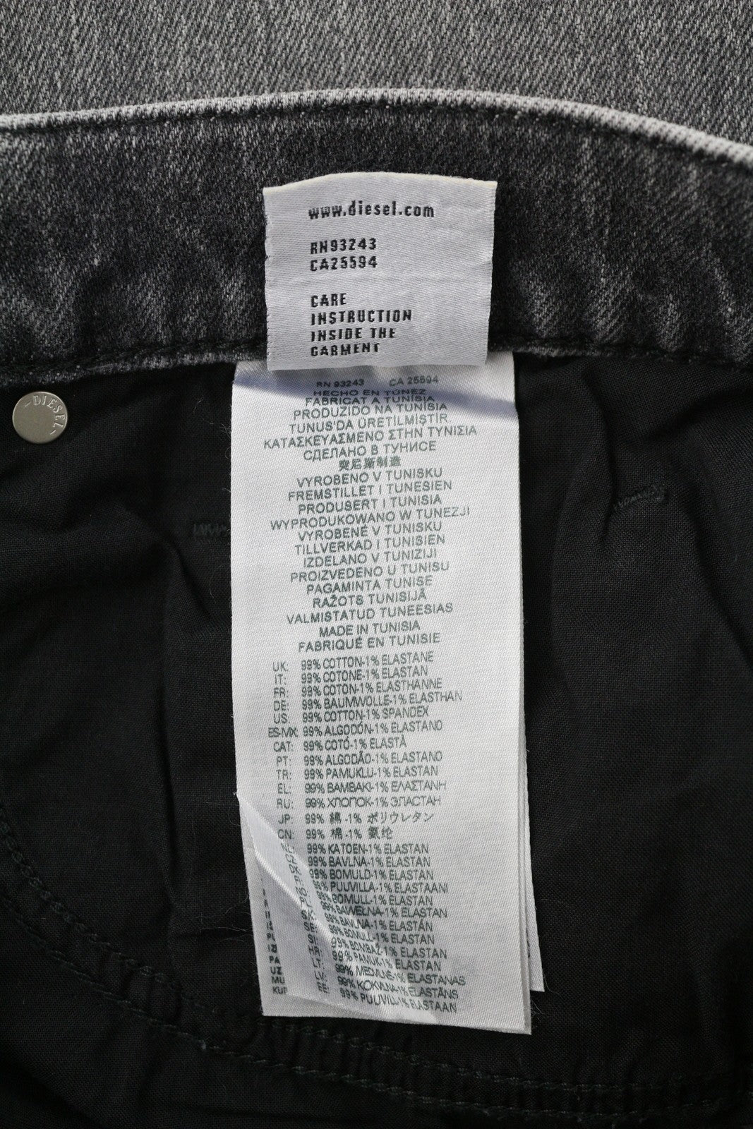 DIESEL 2019 D-Strukt R09KA vyriški džinsai W34/L32 pilki su skalbtais plonais užtrauktukais, RRP225