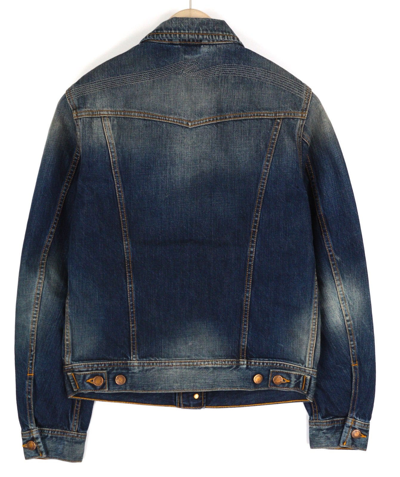 NUDIE Conny vyriška striukė S, ekologiška, su sagomis užsegama kaklu, skalbto džinso spalvos 